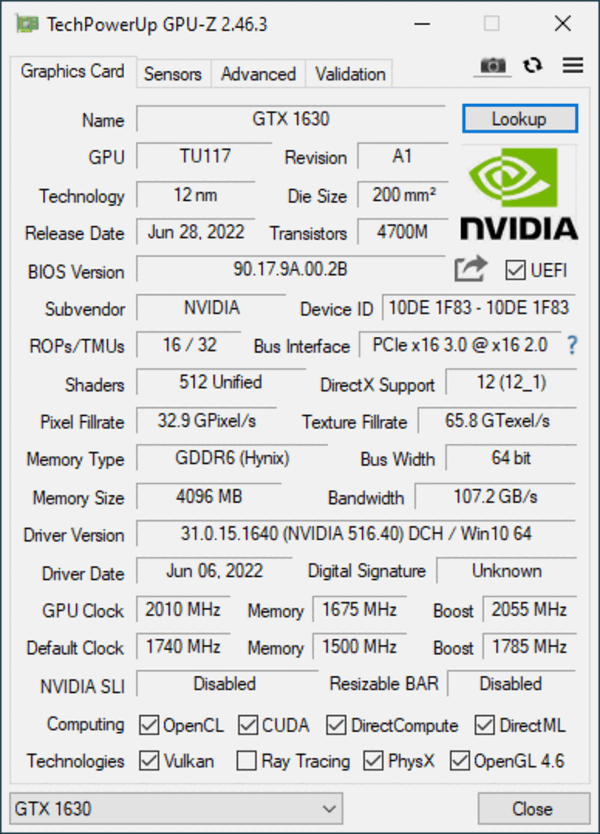 NVIDIA GTX 1630性能首测：被RX 6400按在地上摩擦