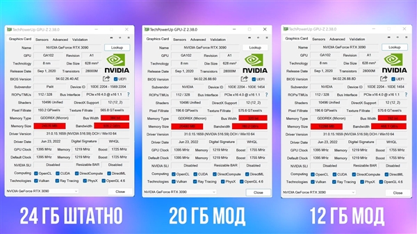 RTX 3090 24GB砍到20GB、12GB会怎样？一测大吃一惊