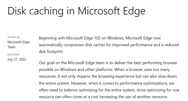 小内存电脑福音：Edge浏览器内置磁盘缓存压缩技术