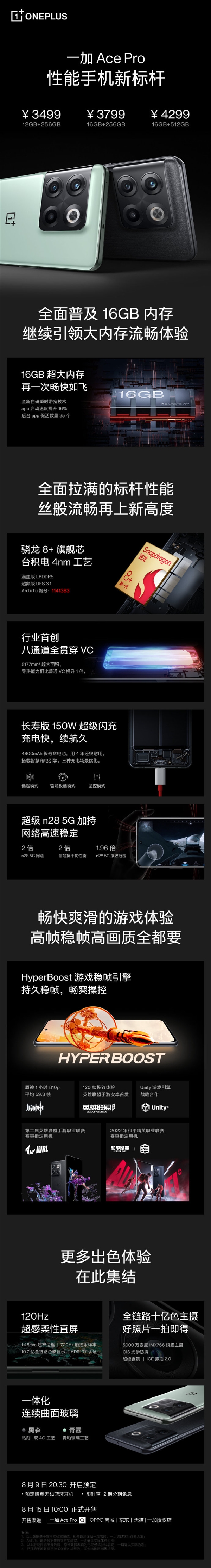 150W闪充加持！一加Ace Pro今天正式开售：16GB内存仅3799元