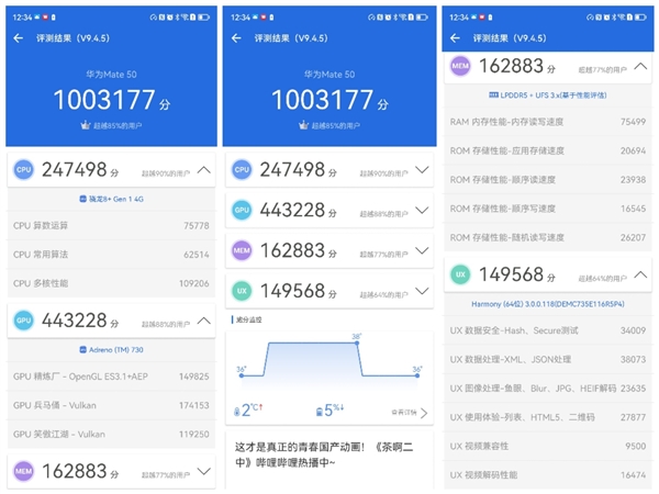 独家骁龙8+4G版！华为Mate50安兔兔跑分轻松破百万