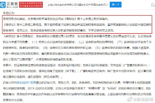 B站诉争哔哩哔哩商标被驳回 不符合驰名商标认定标准