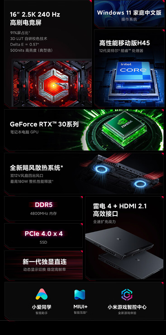 10199元 Redmi G Pro游戏本开售：顶配12代i9+RTX 3070Ti