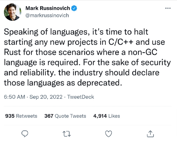 程序员吵起来了：微软一CTO呼吁停用C/C++编程 Rust可取代之