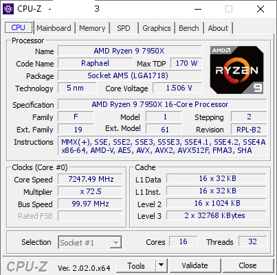 Zen4暴走：锐龙9 7950X单核猛超7.2GHz！八核跑出6.5GHz