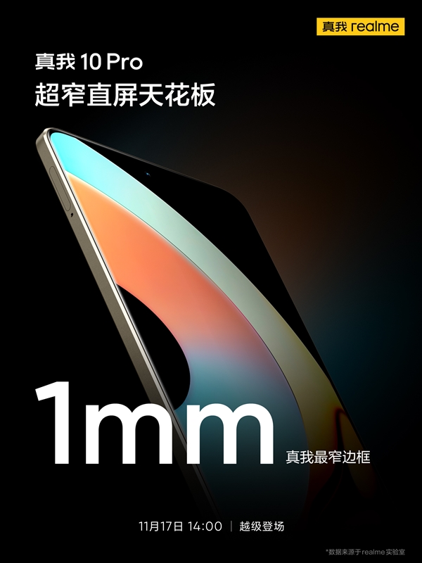 1599元！真我10 Pro下周首销：边框只有1mm 比iPhone 14 Pro都窄