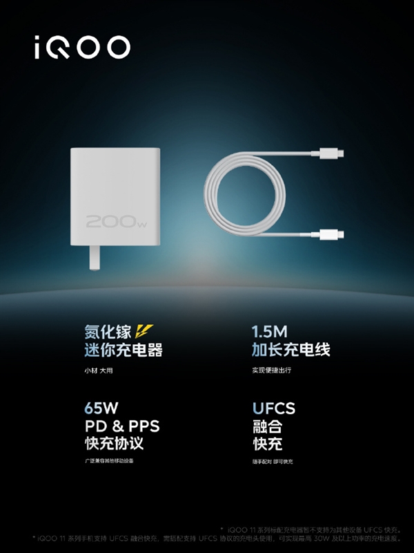 10分钟满血 iQOO 11系列用上200W超级闪充：兼容65W PD