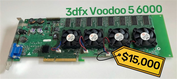 23年前的传奇四芯神卡！3dfx Voodoo 5 6000卖出10万元