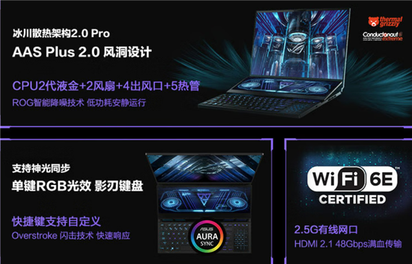 CPU、显卡、内存全都满配 ROG冰刃7双屏游戏本54999元首发