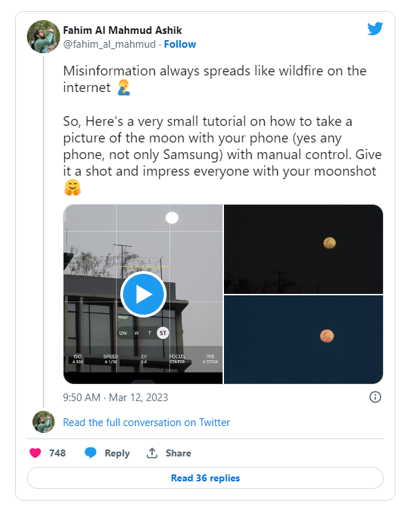 三星回应Galaxy S23 Ultra拍月亮“造假”：未进行任何图像叠加处理