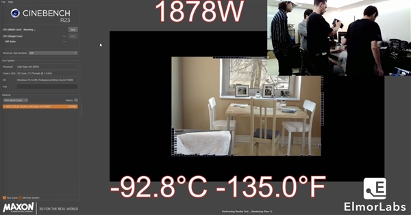 Intel 56核心至强超频5.5GHz 峰值功耗近1900W！液氮才压住