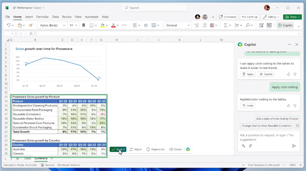 微软展示Copilot加持版Excel：与AI聊天即可完成专业表格
