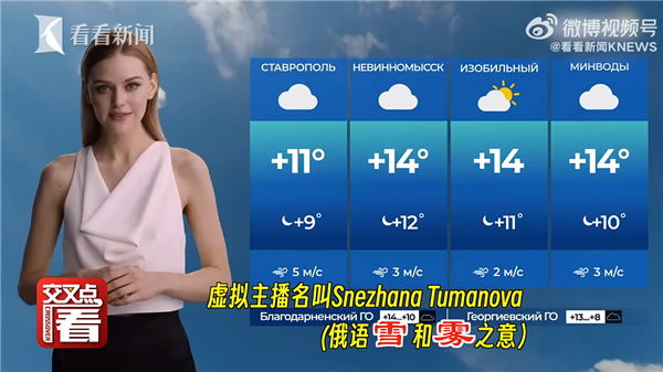 灵感来自中国：俄罗斯电视台首次推出AI女主播