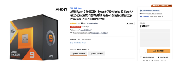 上市一个月就降价：AMD锐龙9 7900X3D你怎么了