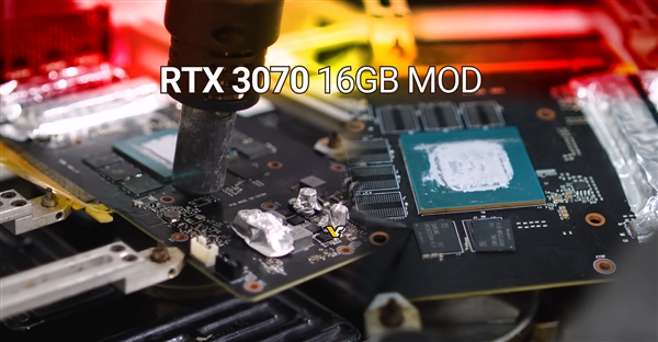 RTX 3070魔改 显存翻倍16GB：帧率逆天提升近9倍