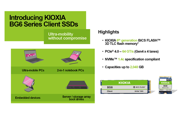 超迷你的M.2 2230 SSD新品铠侠BG6发布：2TB容量！第6代闪存性能暴增