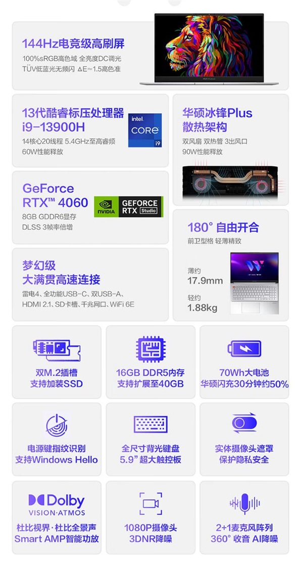 8999元 华硕无畏Pro15 2023笔记本上架：13代i9+RTX4060