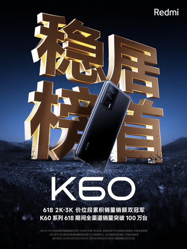 Redmi K60 618赢麻了！卢伟冰：没有产品能挑战它