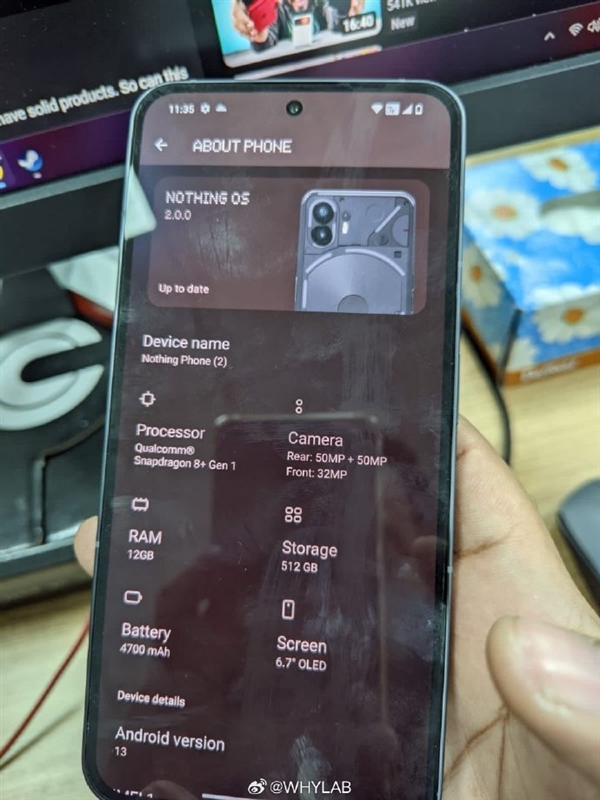 Nothing Phone（2）真机照曝光：经典透明后盖