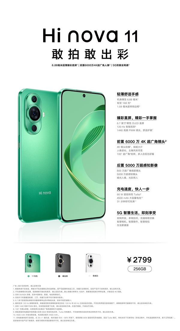 2799元 中邮通信Hi nova 11发布：经典5G骁龙778G