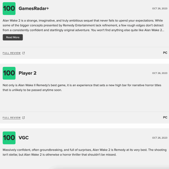 《心灵杀手2》PC平台媒体均分92分：年度必玩之作！