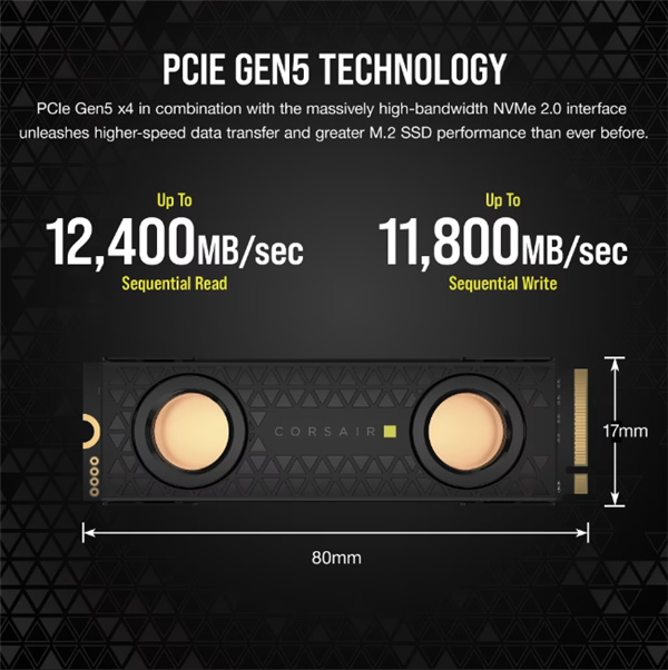 速度可达12400MB/s！海盗船发布MP700 PRO PCIe 5.0 SSD：1TB最低仅需1300元