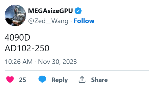 RTX 4090D中国特供版内核首曝：可能还卖12999元