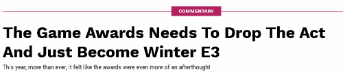 外媒吐槽本届TGA没人情味：全是播片不如改成冬季E3