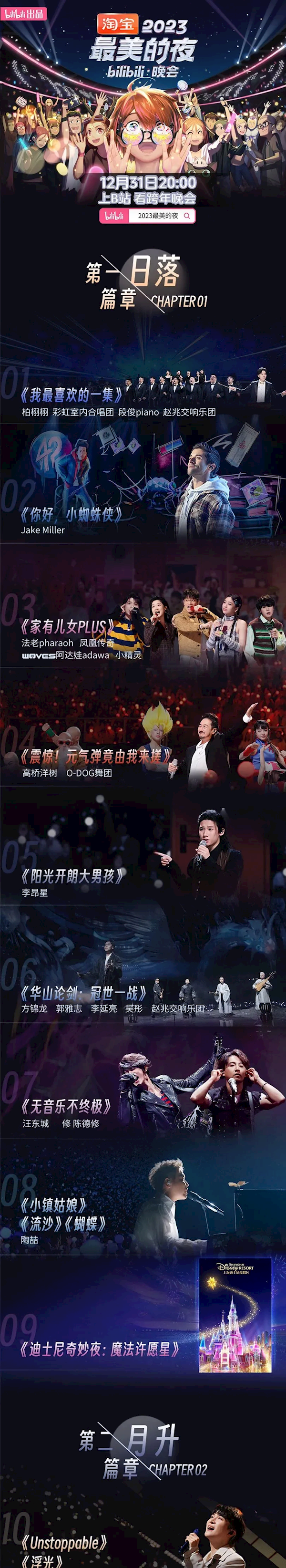 B站2023跨年晚会今晚8点举办 节目单公布：陶喆、凤凰传奇等演唱