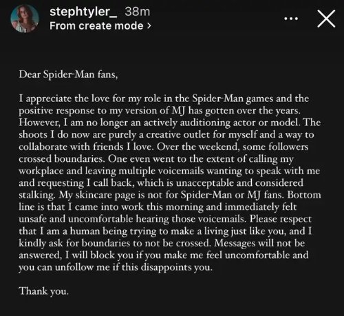 《漫威蜘蛛侠》MJ脸模演员被骚扰 希望粉丝保持距离