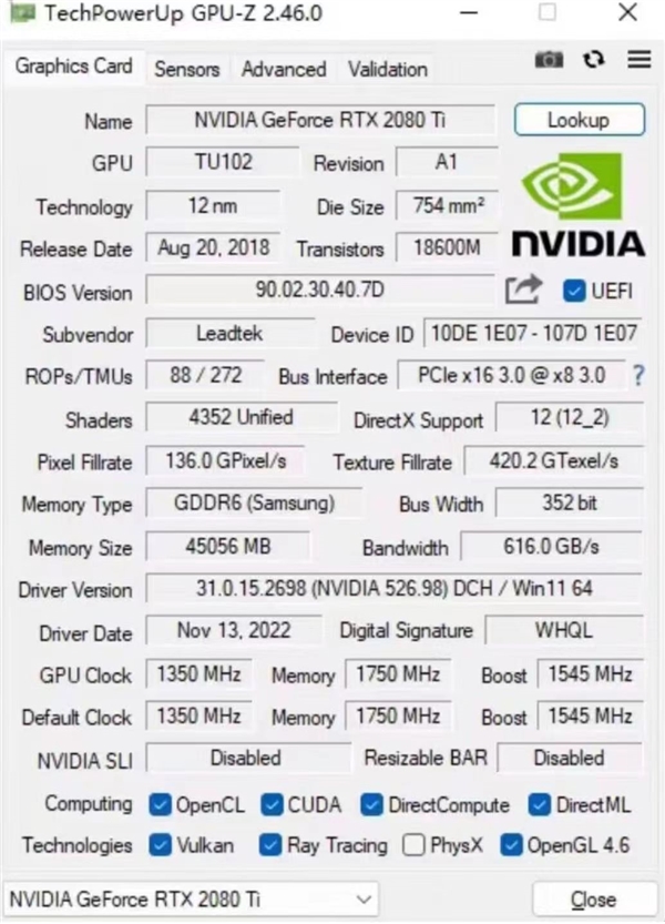 六年前的RTX 2080 Ti改造22GB显存：只要3600元