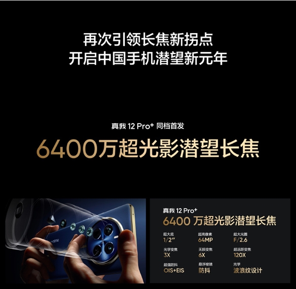 颠覆中端影像！真我12 Pro+同档首发6400万超光影潜望长焦