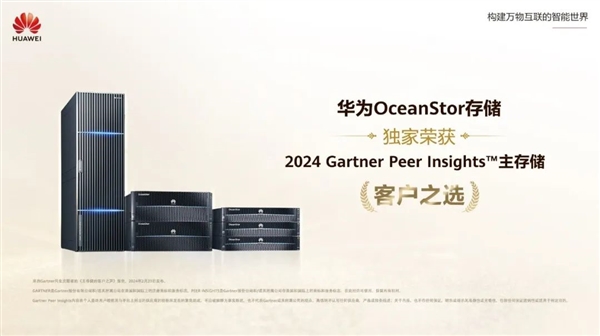 全球仅一家企业获奖！华为获2024年Gartner主存储全球“客户之选”