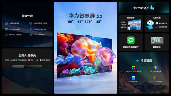 全新鸿鹄自研芯片加持！华为智慧屏S5今日开售：3499元起