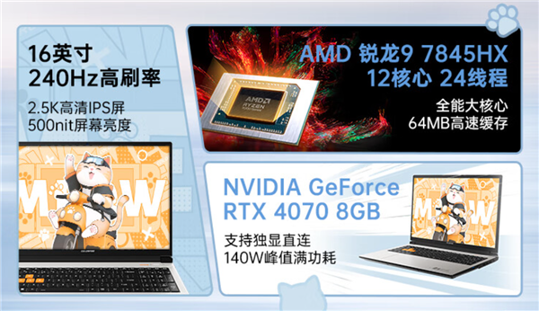 6499元！七彩红MEOW R16游戏本发布：R9-7845HX+RTX4070