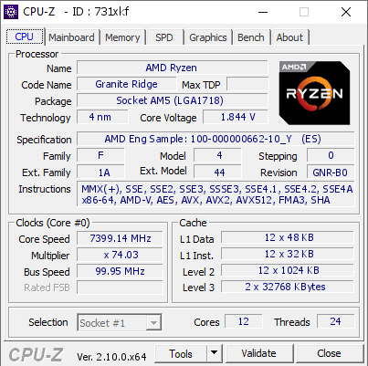 Zen5超频新记录！AMD锐龙9 9950X全16核飚到7.45GHz、9900X 7.4GHz