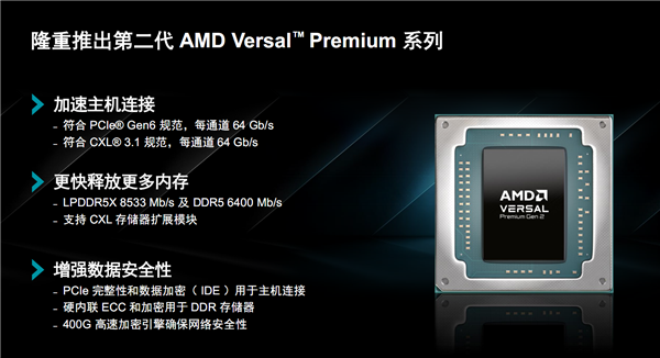 AMD发布第二代Versal Premium自适应SoC：首发支持PCIe 6.0、CXL 3.1