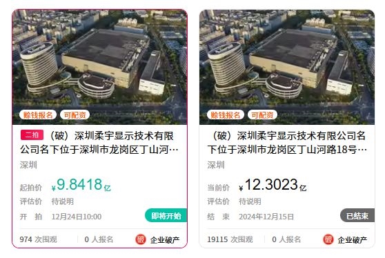 折叠屏手机鼻祖柔宇宣告破产：名下资产首拍无果 二拍降价近2.5亿元