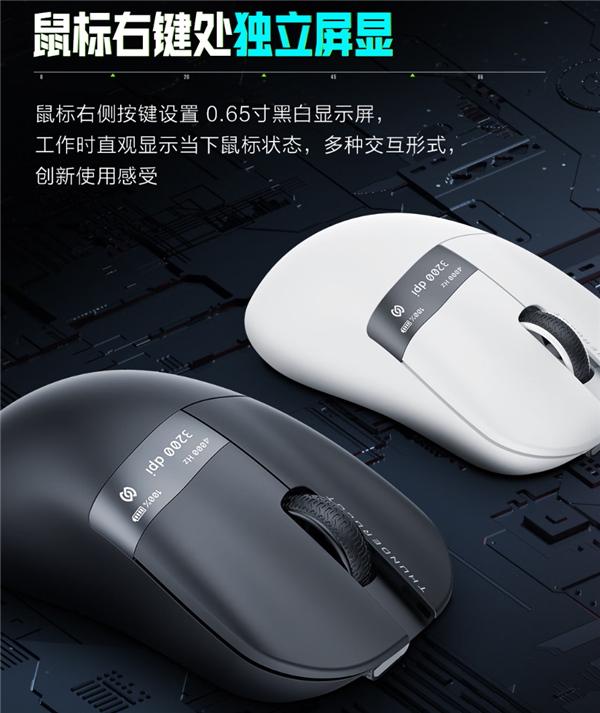 自带屏幕！雷神发布ML8星闪游戏鼠标：电量、DPI、连接模式一目了然