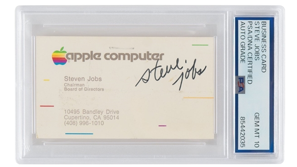 罕见乔布斯签名名片现身拍卖市场！报价已超50万元