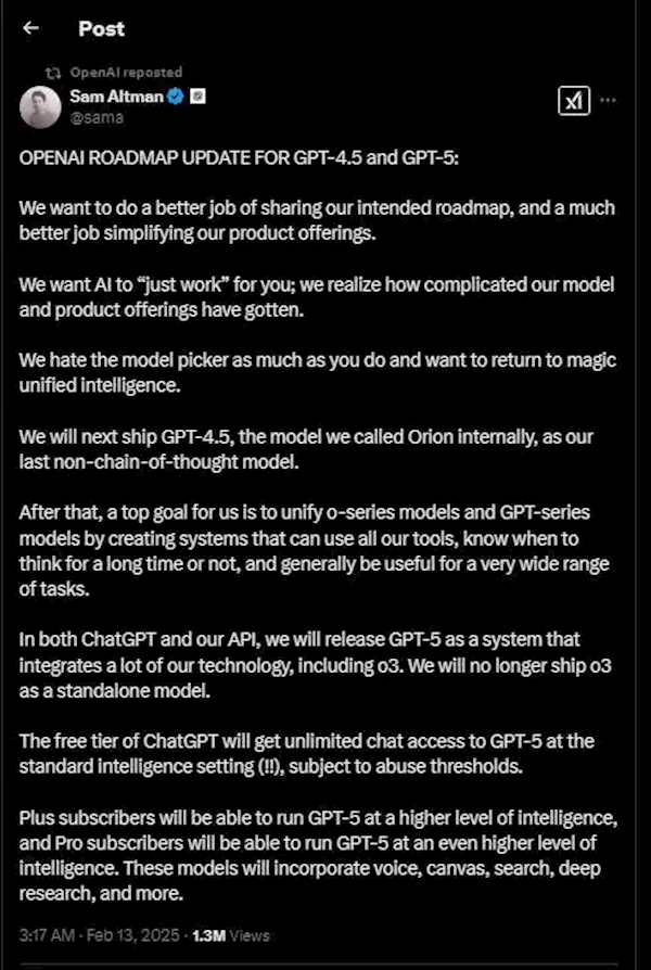 真怕了！OpenAI CEO奥特曼：每天都担心被DeepSeek超越 GPT-5免费无限使用