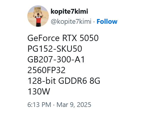 RTX 5050躺平 只有128位6GB显存！完全不是Intel对手啊