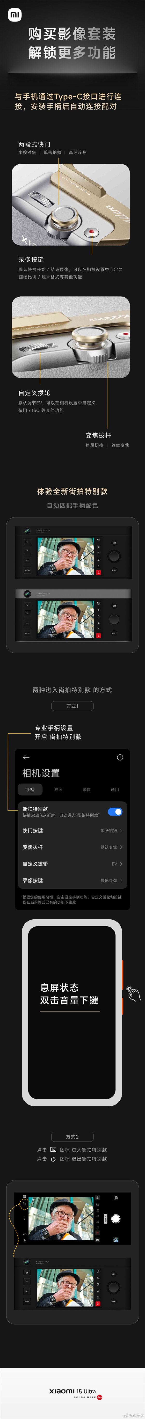 C口直连无需设置！卢伟冰发布小米15 Ultra影像套装使用教程