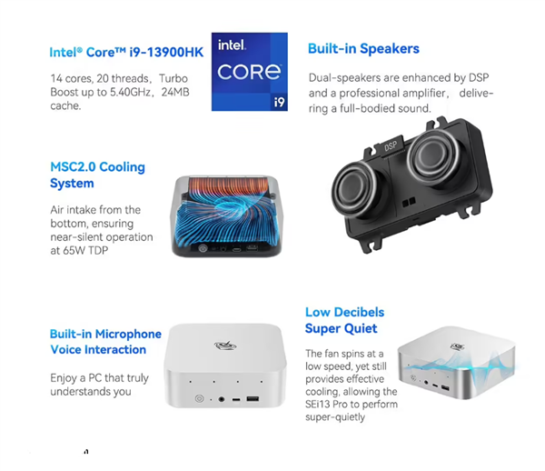 零刻推出SEi13 Pro迷你机：i9-13900HK处理器、内置扬声器