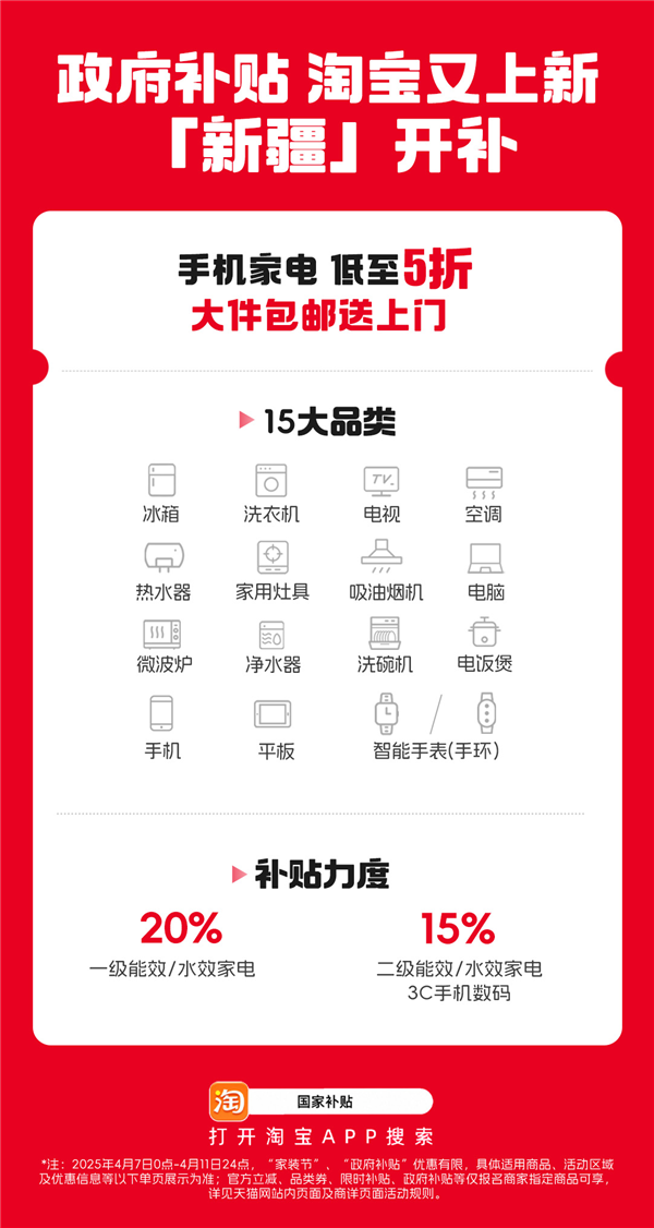 政府补贴淘宝又上新 ！新疆消费者购买手机家电低至5折