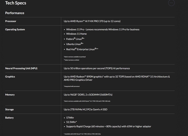 联想ThinkPad P14s Gen6配置意外曝光！最高12核AMD锐龙AI 9 HX Pro 370