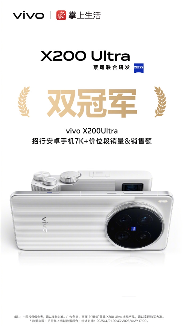 机圈V单！vivo X200 Ultra首销获京东、天猫等渠道7K+价位段销量冠军