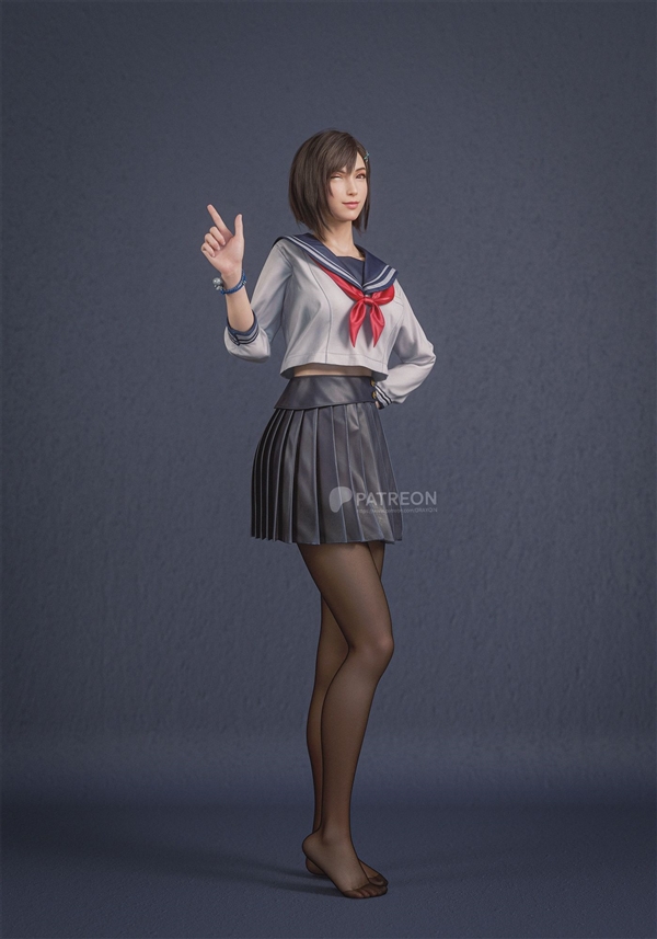 3D区大神发《最终幻想7：重生》美图：JK短发蒂法与