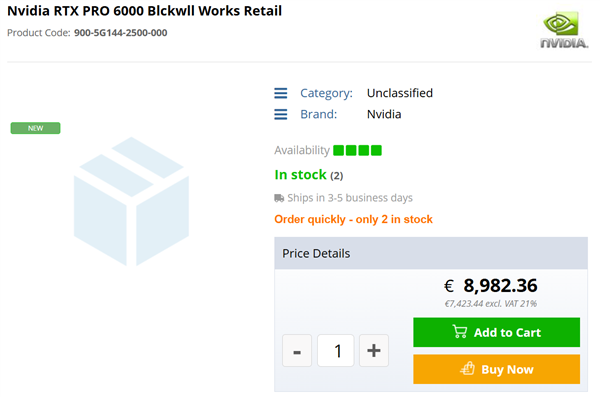 96GB显存！RTX PRO 6000专业显卡开卖 最贵达9万元