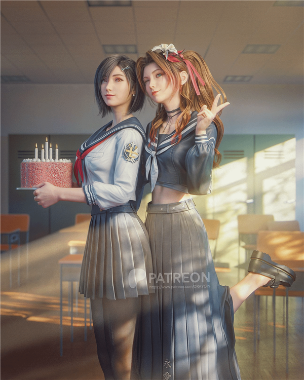 3D区大神再发《FF7RB》蒂法美图